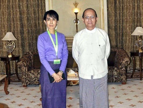  bà Aung San Suu Kyi và Tổng thống Miến Ðiện U Thein Sein